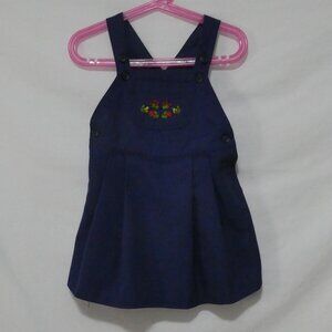 GYMBOREE | small 2-3 years | Navy Blue Embroidered Overall Dress W/ Flowers
